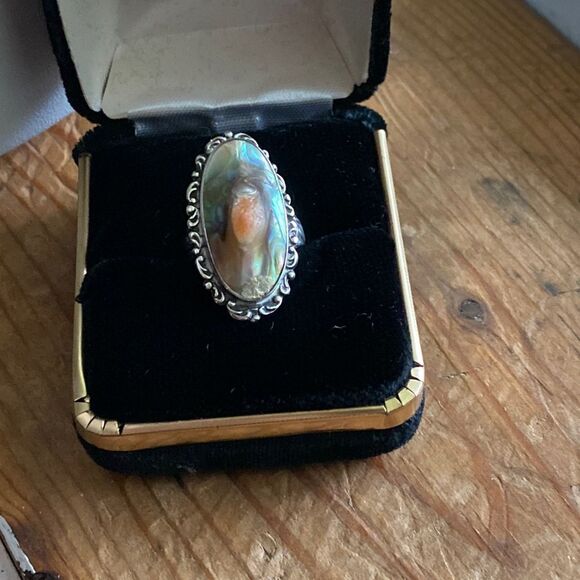 💛 Unique Vintage Sterling Silver Mother of Pearl Ring - Picture 2 of 9